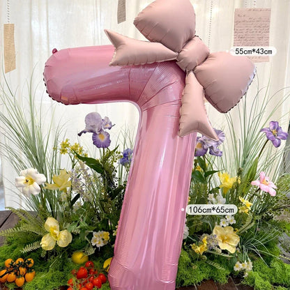 40 Zoll rosafarbene digitale Schleife aus Aluminiumfolienballons für Mädchen, Hochzeit, Geburtstagsparty-Dekoration, Zahlenparty, Fotorequisiten-Zubehör
