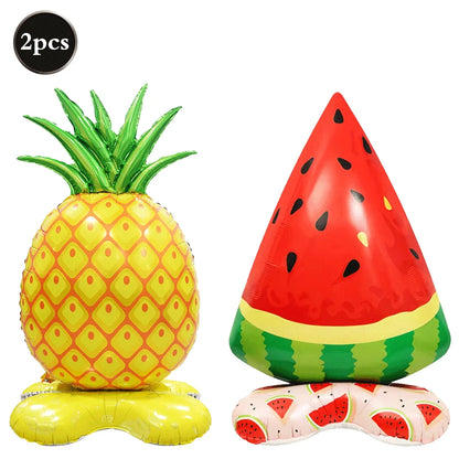 Hawaiian Luau Party Standing Balloons Giant Flamingo Palm Tree Watermelon Foil Balloon Summer Beach Pool Birthday Tropical Decor