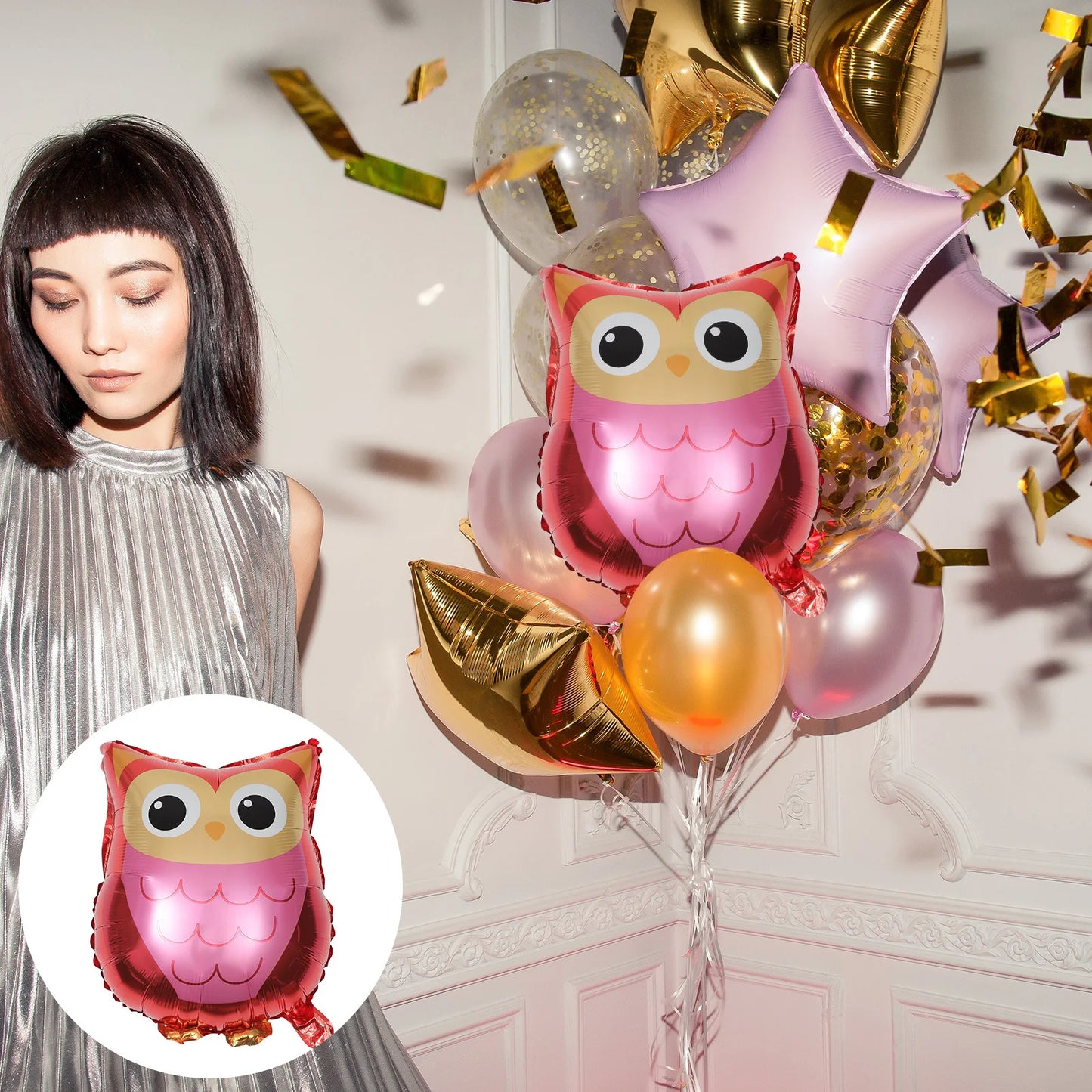 4pcs Cartoon Owl Balloons 18Inch Foil Balloon For Birthday Party Baby Shower Jungle Theme Decoration Forest Animal Party