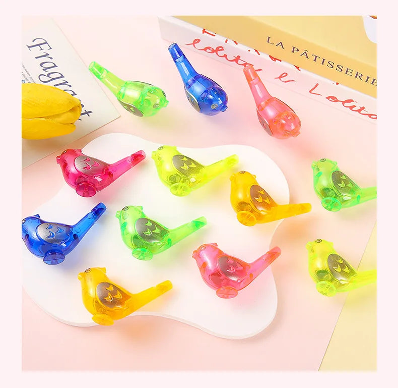 30Pcs Colorful Mini Bird Plastic Water Whistles Noise Maker Toys for Birthday Party Favors School Gift Pinata Fillers