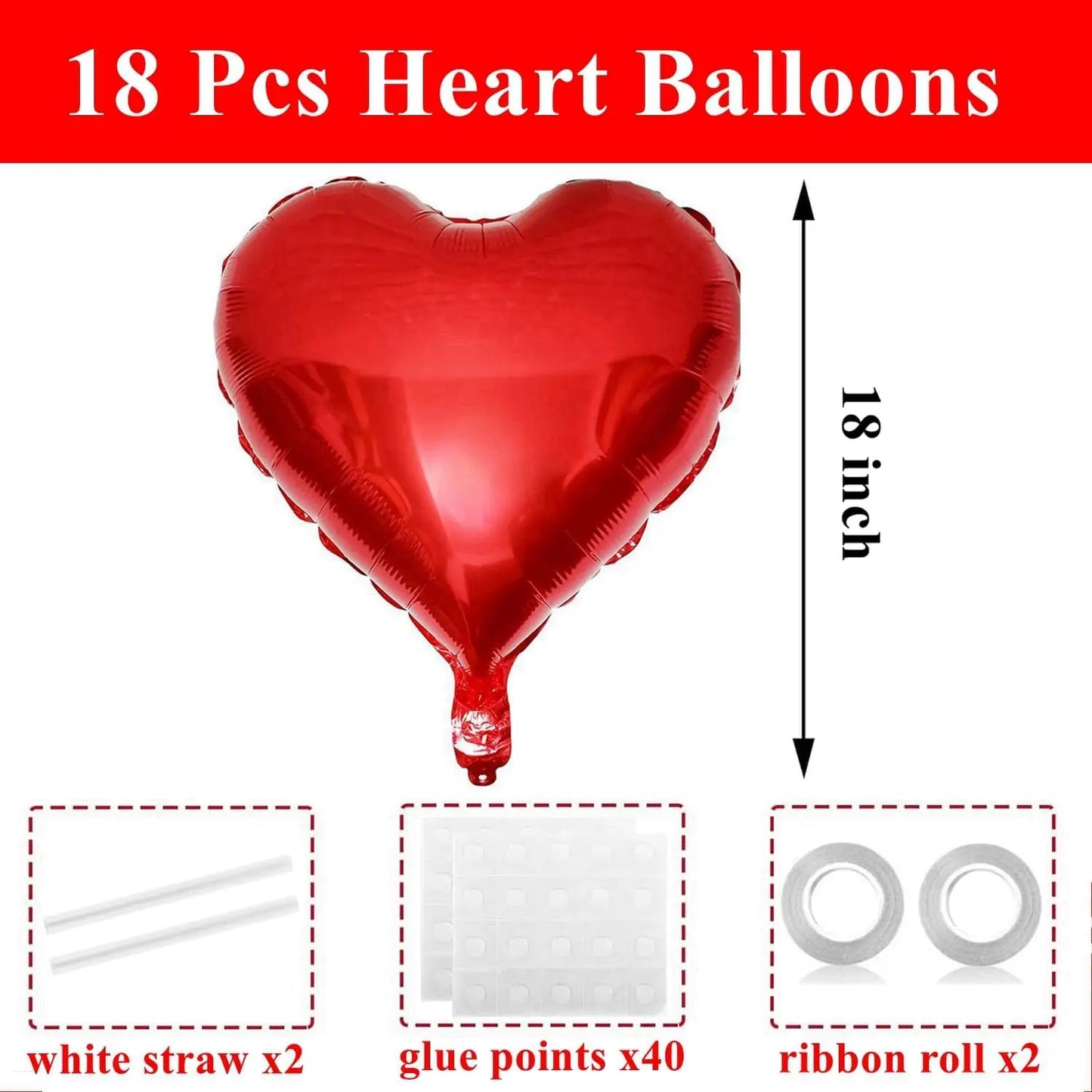 5-30PCS 18 Inches Large Foil Red Heart Shaped Balloons for Valentine's Day Wedding Shower Anniversary Engagement Decoration