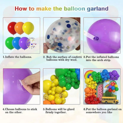 137pcs Rainbow Balloons Arch Kit Colorful Balloon Sets with Watermelon Rainbow Rainbow Birthday Sesame Party Decorations
