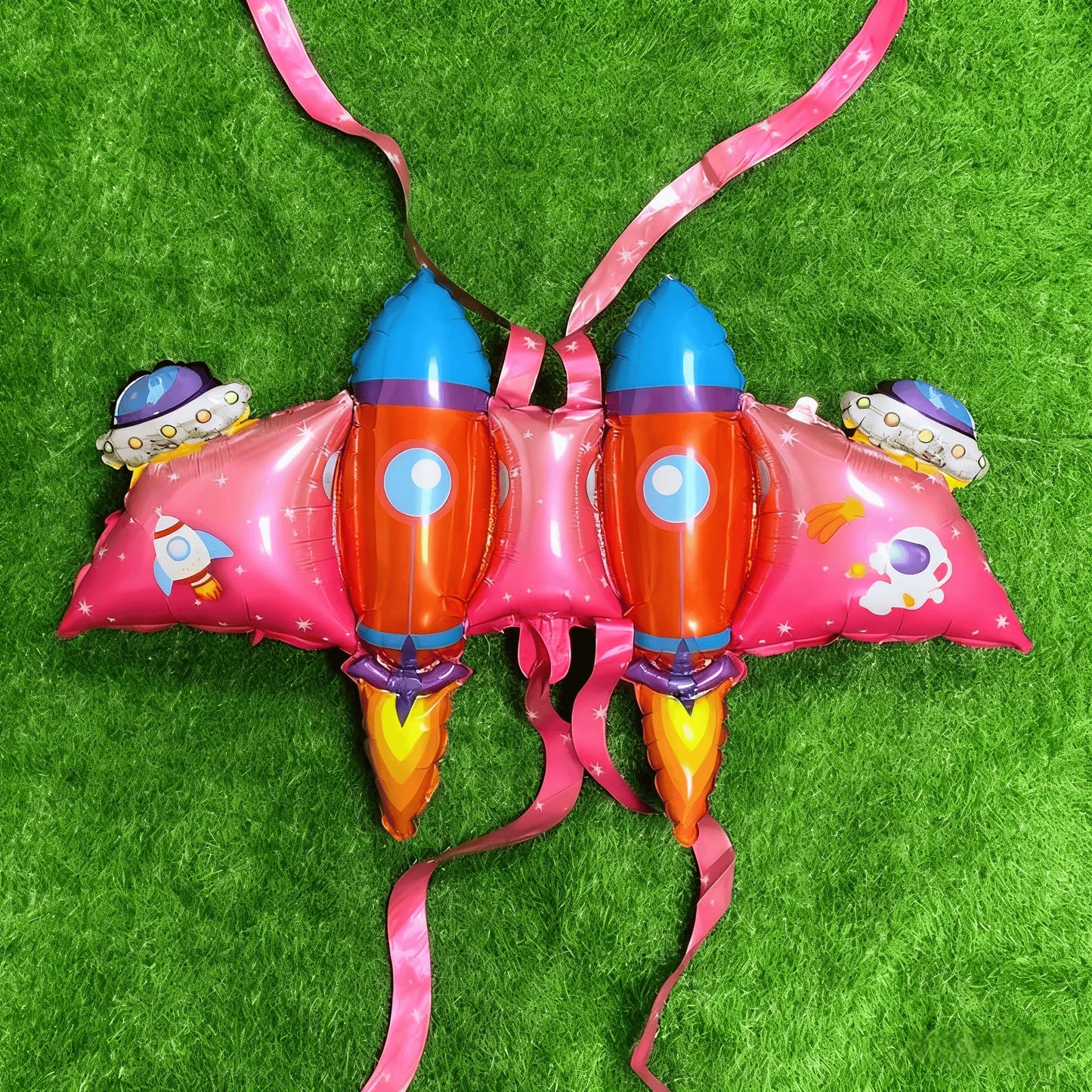 Wearable Rocket Shaped Mylar Balloons Kid Birthday Party Supplie for  Indoor background wall Festival Activities Decoration