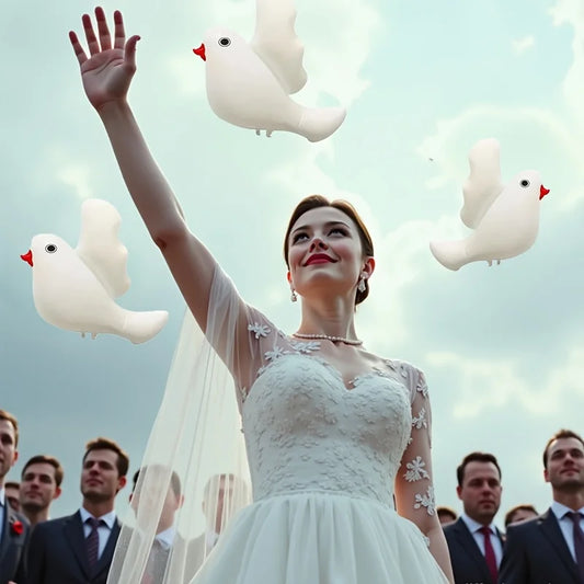 6 white pigeon balloons, wedding party decoration, theme party decoration, can be freely matched.
