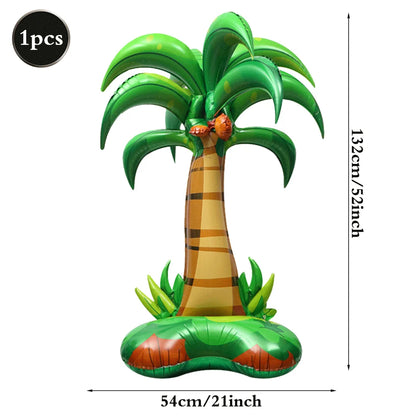 Hawaiian Luau Party Standing Balloons Giant Flamingo Palm Tree Watermelon Foil Balloon Summer Beach Pool Birthday Tropical Decor