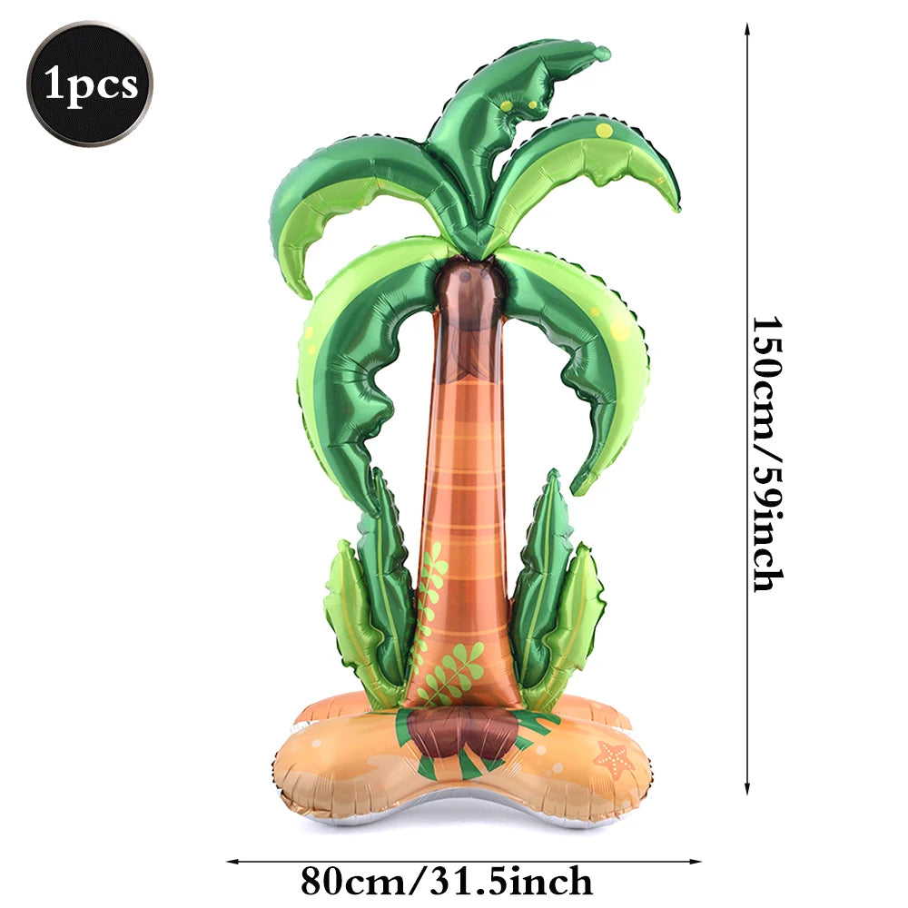 Hawaiian Luau Party Standing Balloons Giant Flamingo Palm Tree Watermelon Foil Balloon Summer Beach Pool Birthday Tropical Decor