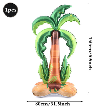 Hawaiian Luau Party Standing Balloons Giant Flamingo Palm Tree Watermelon Foil Balloon Summer Beach Pool Birthday Tropical Decor