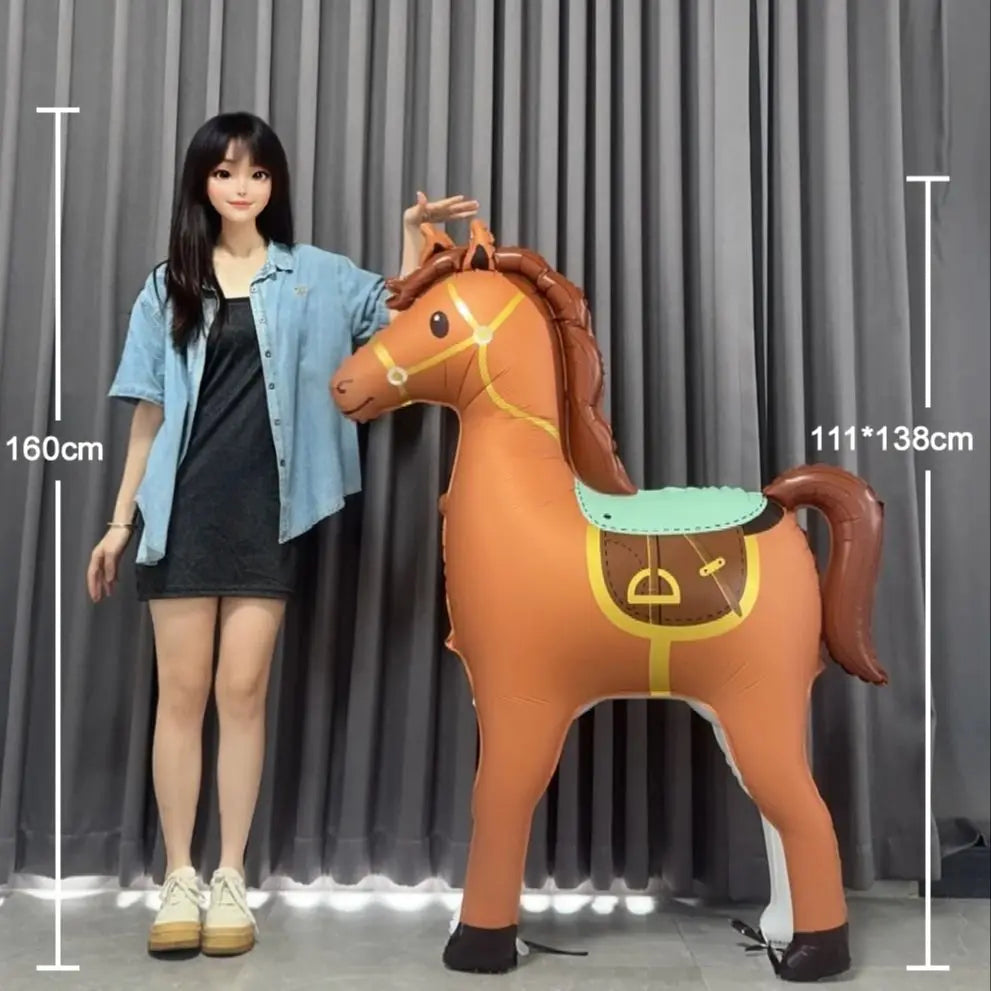 Large Animal Horse-Shaped Foil Balloons Birthday Theme Party Decoration Baby Shower Cowboy Party Air Globos Supplies Kids Toys
