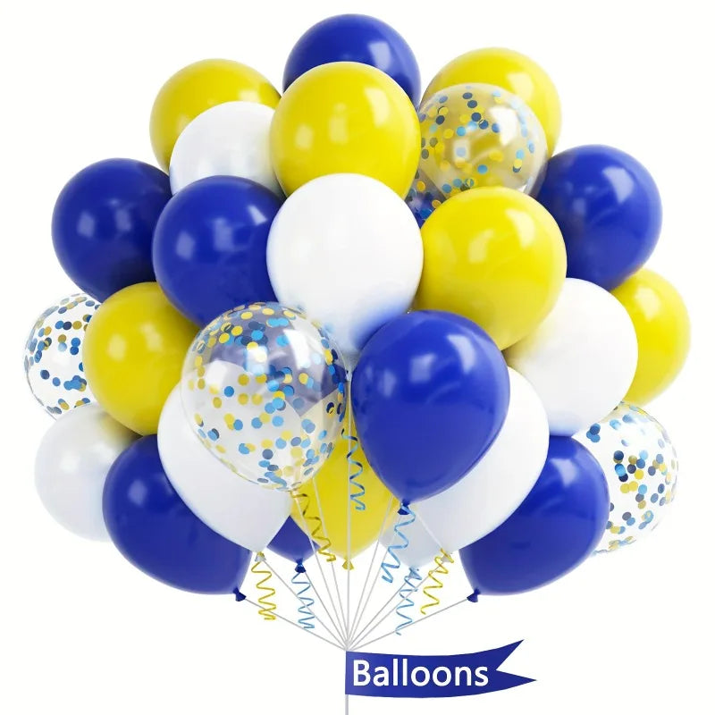 32 10inch Yellow Blue and White Balloons Set Suitable for Birthday Party Weddings Graduation Anniversaries Bachelorette Party