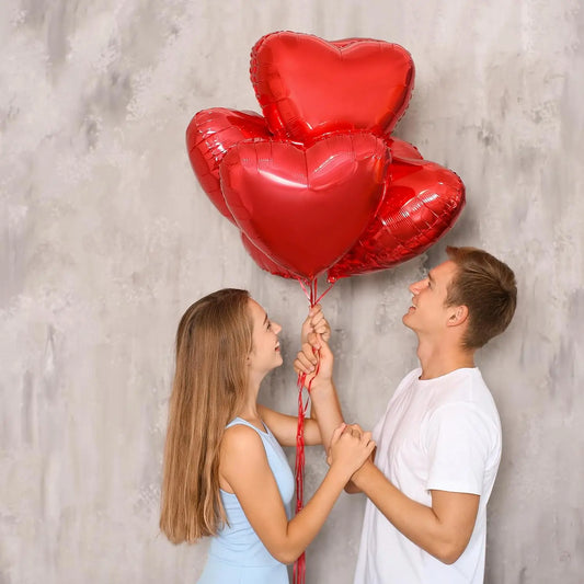 5-30PCS 18 Inches Large Foil Red Heart Shaped Balloons for Valentine's Day Wedding Shower Anniversary Engagement Decoration