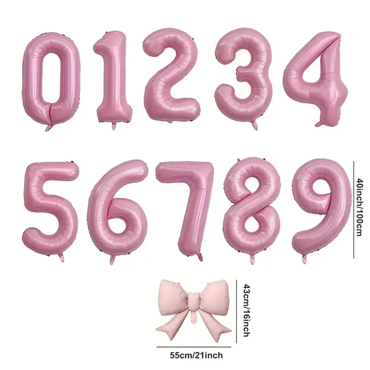 40 Zoll rosafarbene digitale Schleife aus Aluminiumfolienballons für Mädchen, Hochzeit, Geburtstagsparty-Dekoration, Zahlenparty, Fotorequisiten-Zubehör
