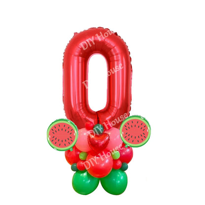 31pcs Watermelon Balloons Tower 32inch Number Foil Balloon for Kids Watermelon Birthday Party Decoration Summer Party DIY Gifts