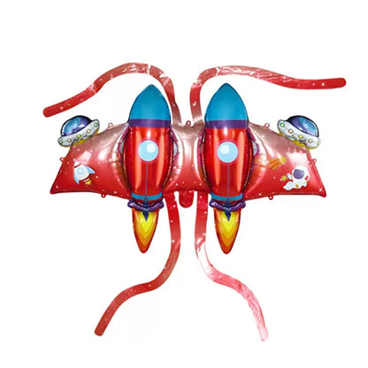 Wearable Rocket Shaped Mylar Balloons Kid Birthday Party Supplie for  Indoor background wall Festival Activities Decoration