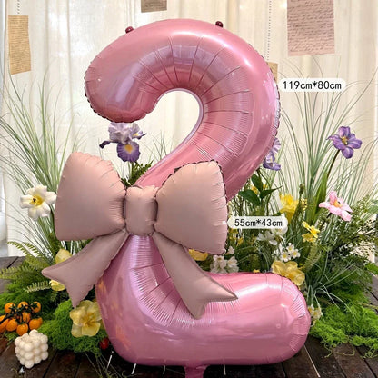 40 Zoll rosafarbene digitale Schleife aus Aluminiumfolienballons für Mädchen, Hochzeit, Geburtstagsparty-Dekoration, Zahlenparty, Fotorequisiten-Zubehör