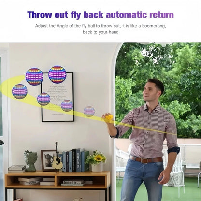  Flying Ball Children's Hand Controlled Color LED Cosmic Globe 360 °Rotating Suspension Ball Suitable for Indoor and Outdoor Toy