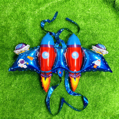 Wearable Rocket Shaped Mylar Balloons Kid Birthday Party Supplie for  Indoor background wall Festival Activities Decoration