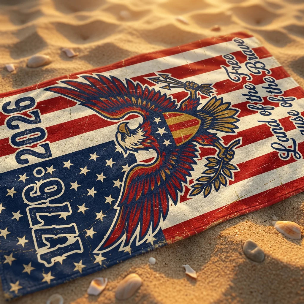 American Eagle Legacy Themed Beach Towel, Suitable For Beach, Swimming Pool, Vacation, Unique Holiday Gift