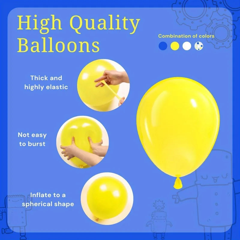 32 10inch Yellow Blue and White Balloons Set Suitable for Birthday Party Weddings Graduation Anniversaries Bachelorette Party