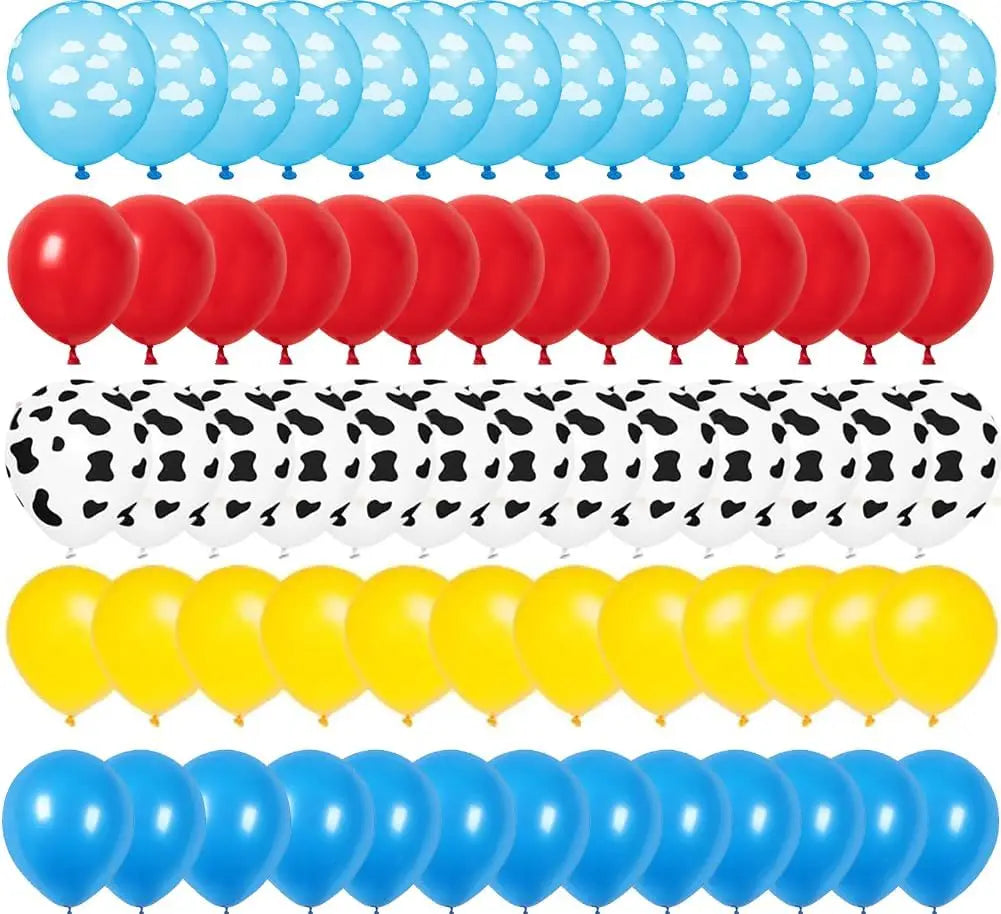 Balloons Set 12Inch Cloud Yellow Red Blue Sky Cow Latex Balloons for Birthday Party Supplies Photo Booth Prop
