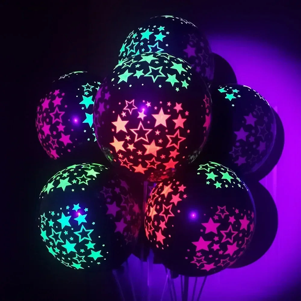 Happy Birthday Neon Glow Ballons, leuchtend im Schwarzlicht, fluoreszierende Ballons für Neon-Geburtstage, 80er 90er Motto-Party-Deko