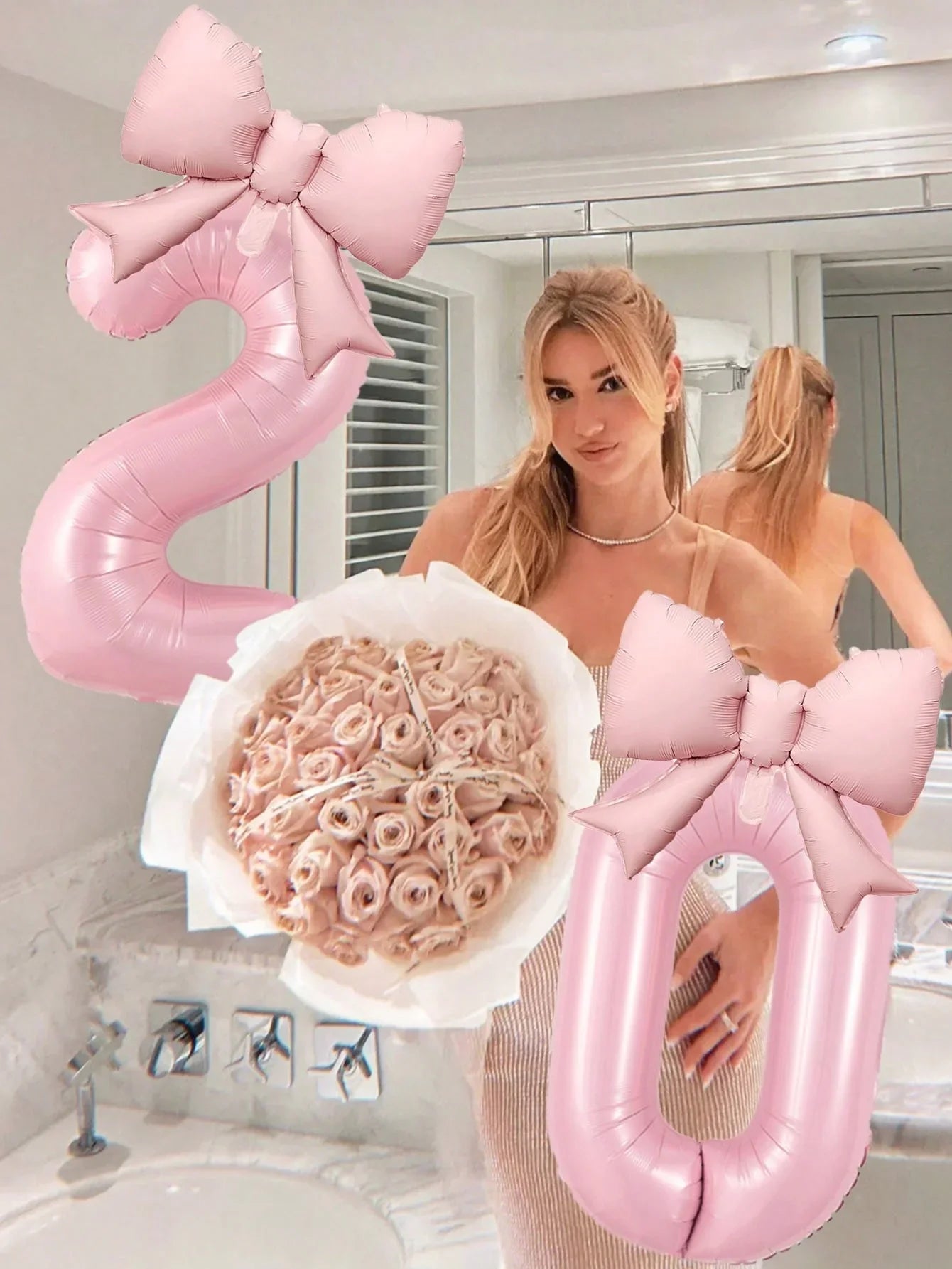 40inch Pink Digital Bowknot Bow Aluminum Foil Balloons for Girls Wedding Birthday Party Decor Number Party Photo Props Supply