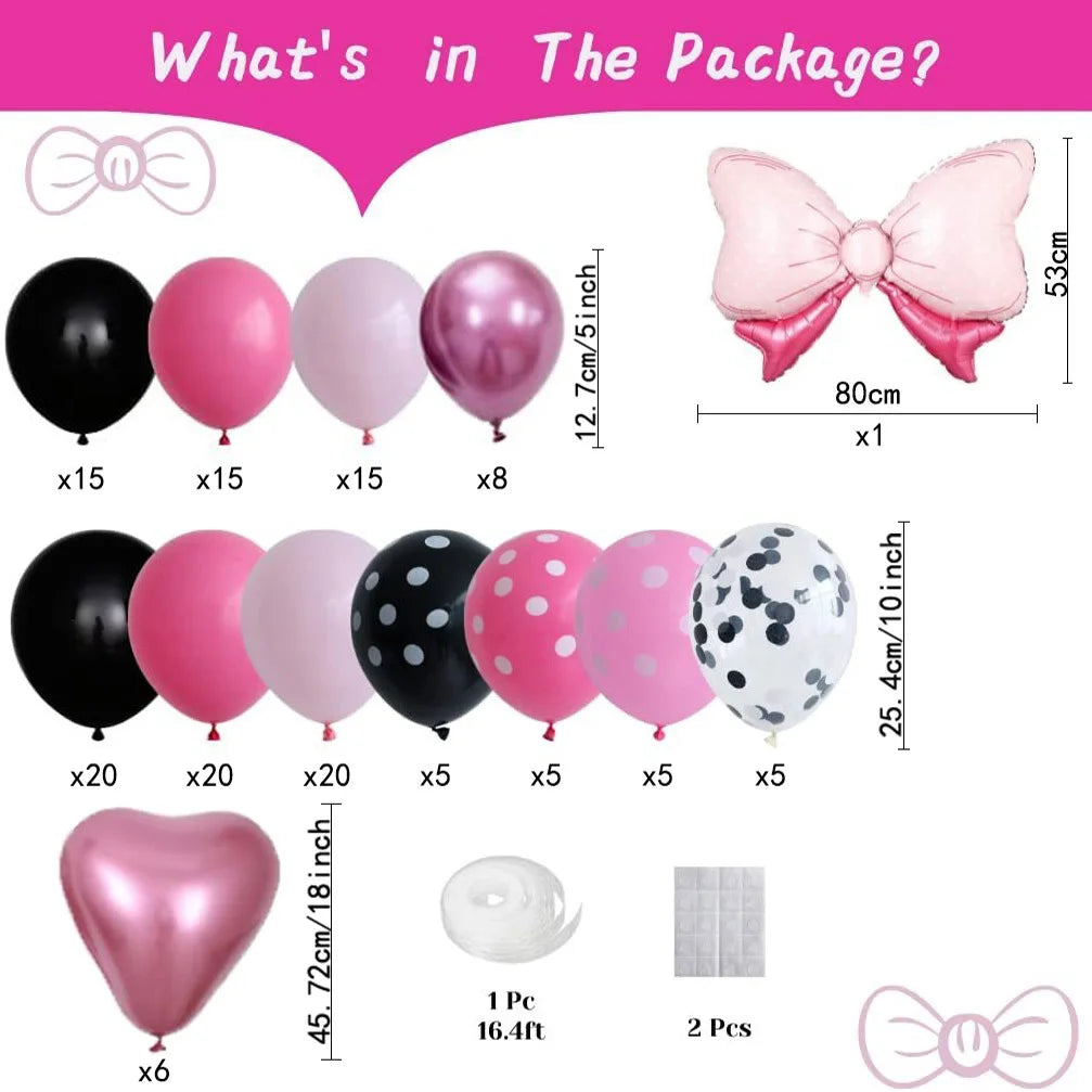 143 Pcs Princess Balloon Sets with Bows Suitable for Birthdays Anniversaries Graduation Ceremonies Indoor Outdoor Decorations