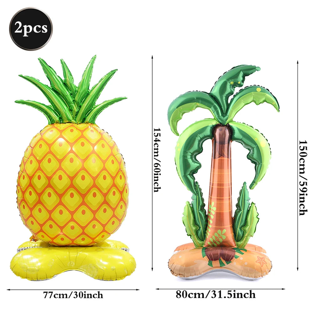 Hawaiian Luau Party Standing Balloons Giant Flamingo Palm Tree Watermelon Foil Balloon Summer Beach Pool Birthday Tropical Decor