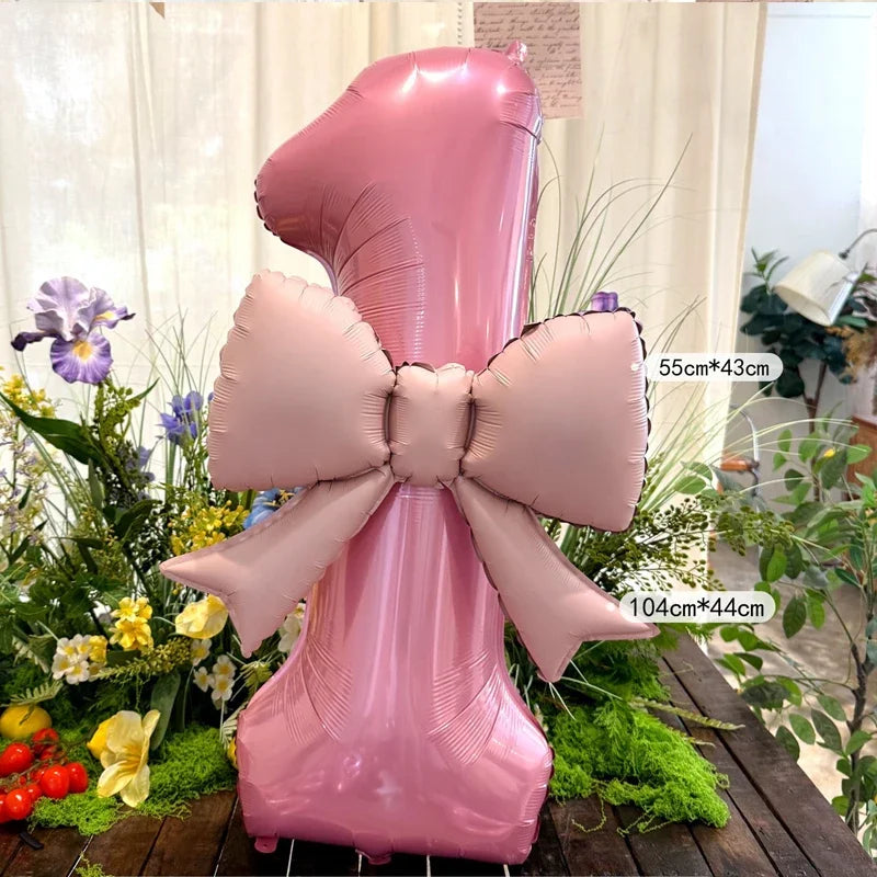 40 Zoll rosafarbene digitale Schleife aus Aluminiumfolienballons für Mädchen, Hochzeit, Geburtstagsparty-Dekoration, Zahlenparty, Fotorequisiten-Zubehör