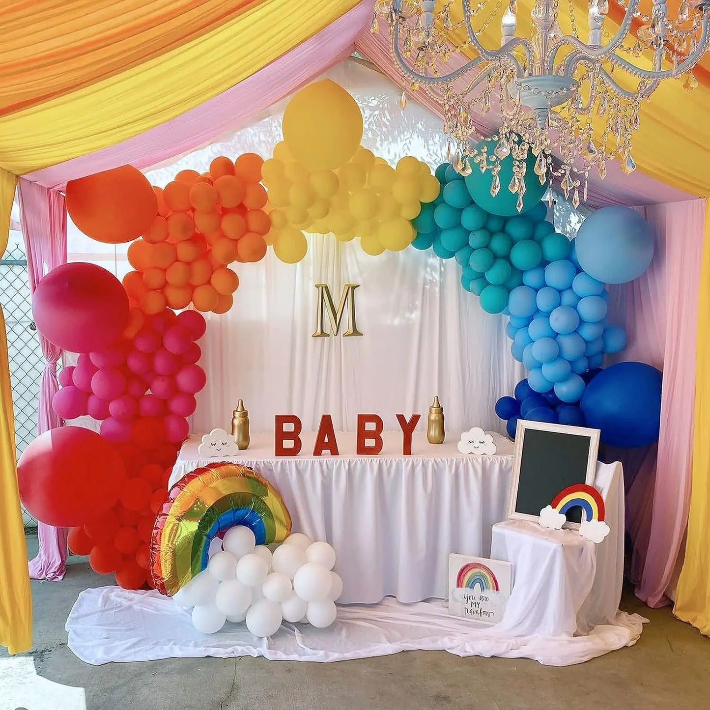 137pcs Rainbow Balloons Arch Kit Colorful Balloon Sets with Watermelon Rainbow Rainbow Birthday Sesame Party Decorations