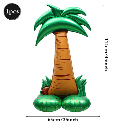 Hawaiian Luau Party Standing Balloons Giant Flamingo Palm Tree Watermelon Foil Balloon Summer Beach Pool Birthday Tropical Decor