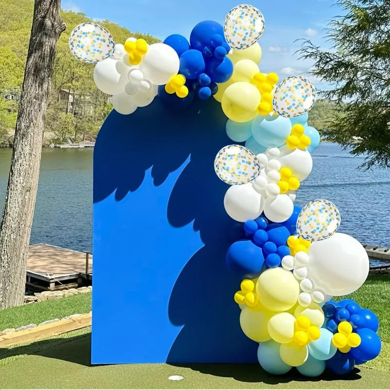 32 10inch Yellow Blue and White Balloons Set Suitable for Birthday Party Weddings Graduation Anniversaries Bachelorette Party