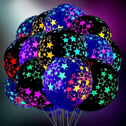 Happy Birthday Neon Glow Ballons, leuchtend im Schwarzlicht, fluoreszierende Ballons für Neon-Geburtstage, 80er 90er Motto-Party-Deko
