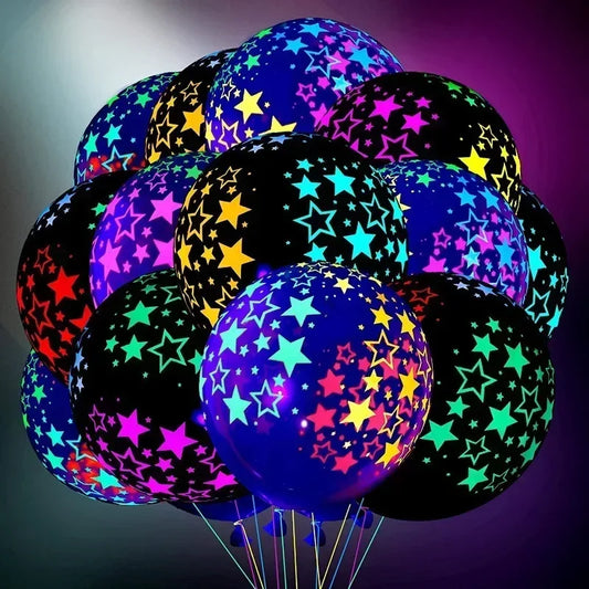 Happy Birthday Neon Glow Ballons, leuchtend im Schwarzlicht, fluoreszierende Ballons für Neon-Geburtstage, 80er 90er Motto-Party-Deko